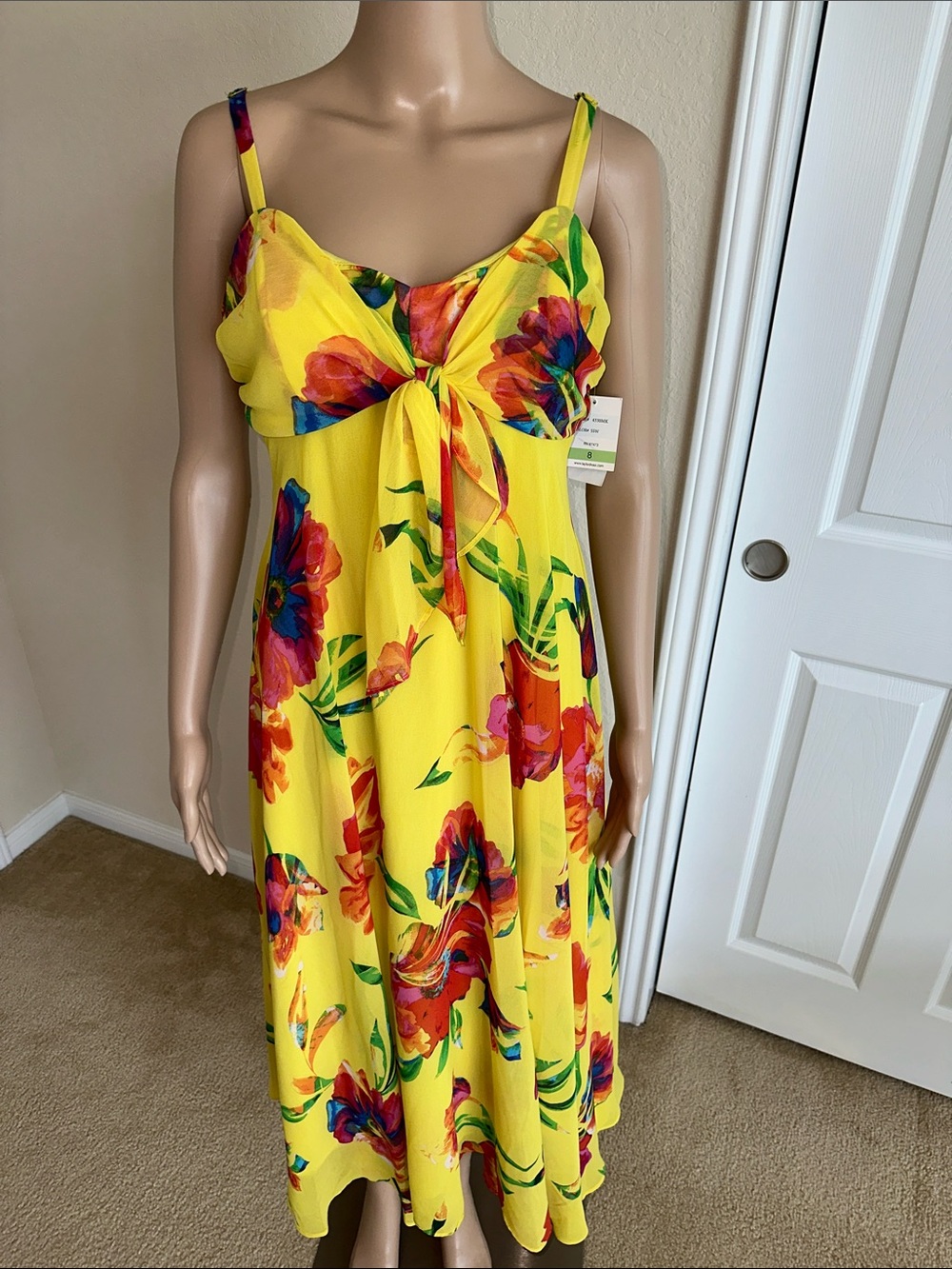 NWT Taylor Multicolor Smocked Tube Top in Yellow, Red, Green Size 8.